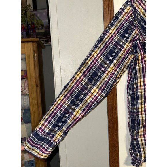 Ariat Men’s Plaid Button Up Shirt -Navy/Maroon/Yellow/WhiteSize XL - Picture 6 of 13